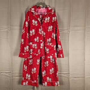Nick & Nora Girls Red Christmas Kitten Pajamas Medium‎ 7 8